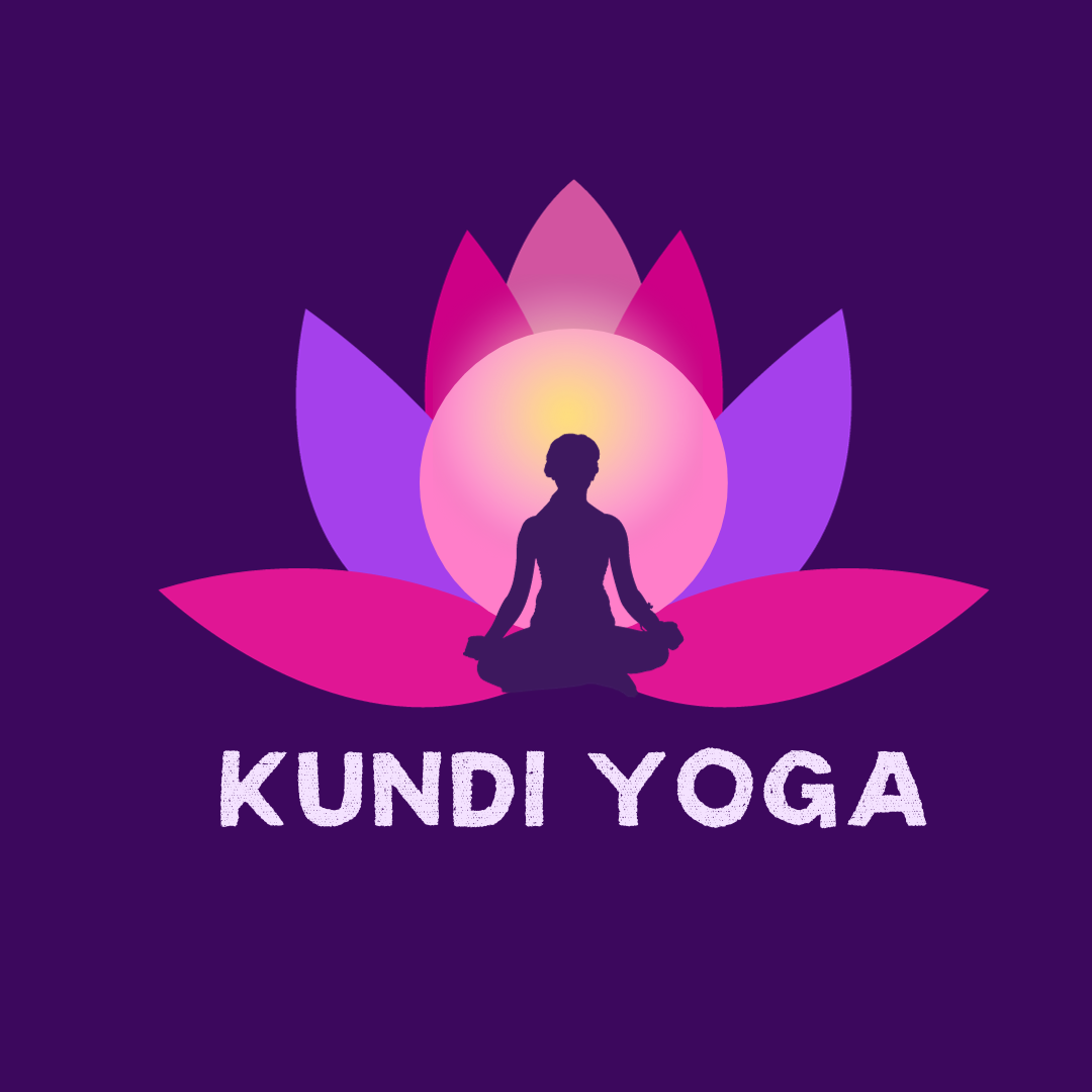 a person sitting in easy pose with kundi yoga written below